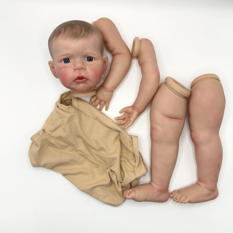 TERABITHIA 24Inches Hand Draw Hair Already Painted Kits Realistic Reborn Baby Doll Parts with Detailed Painting Veins Lifelike Newborn Awake Doll Kits Cloth Body and Eyes Included - Image 1